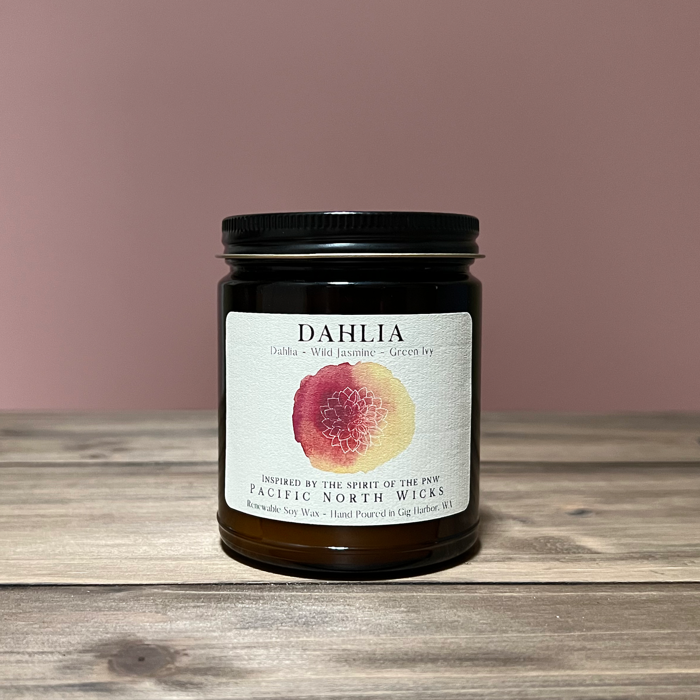 Pacific NW Wicks Dahlia Candle | Lush Floral Scent | Hand Poured Soy Wax