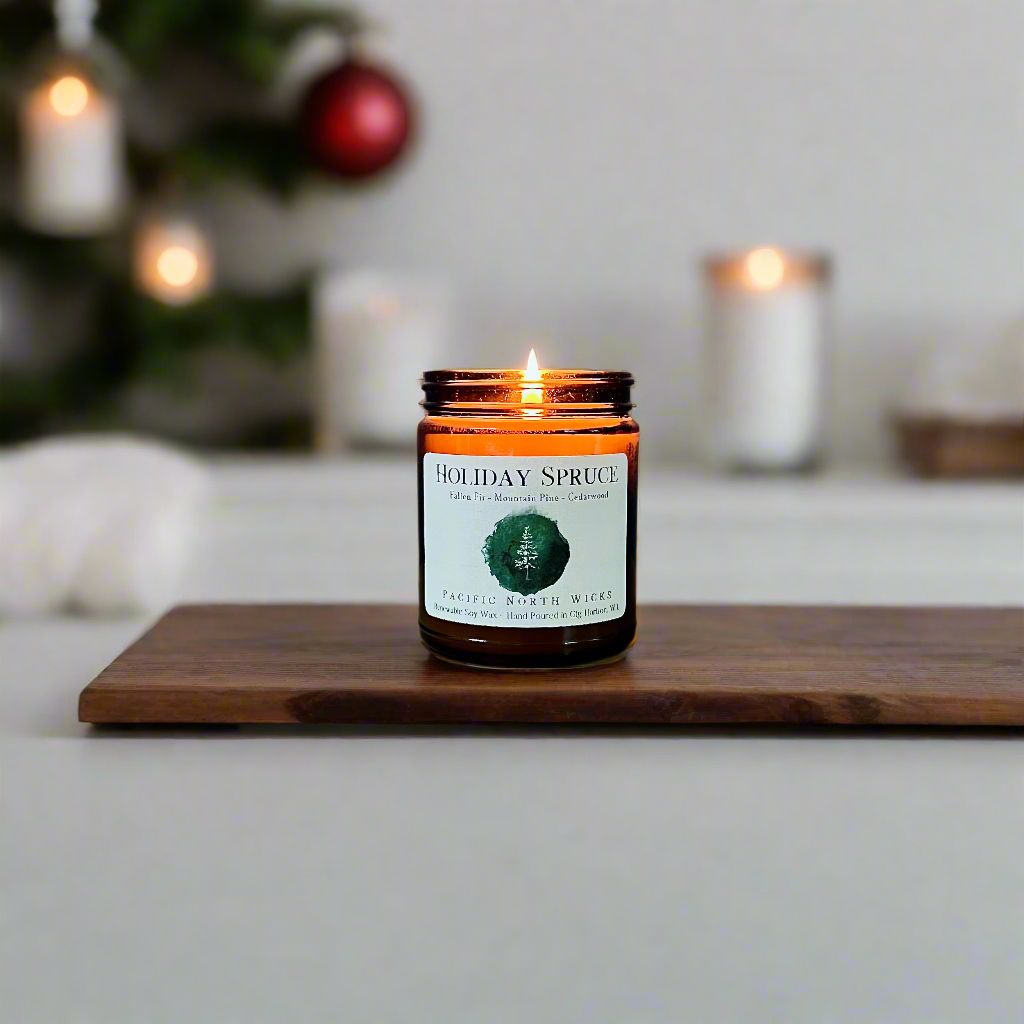 Pacific NW Wicks Holiday Spruce Candle | Evergreen, Pine, Fir Scent | Soy