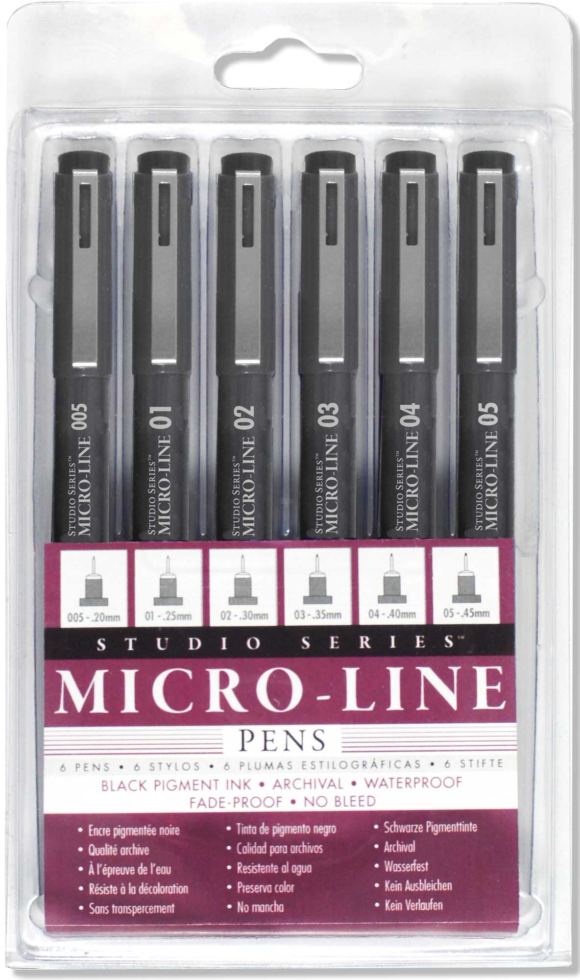 Peter Pauper Studio Series Micro-Line Pen Set (Set of 6)