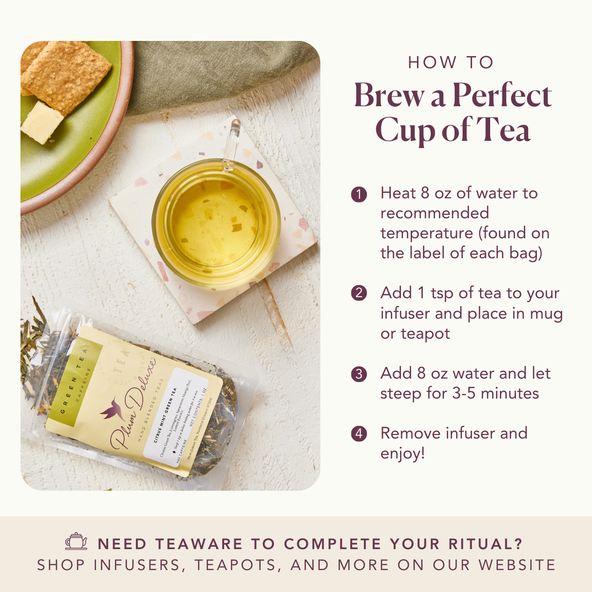 Plum Deluxe Self Care Apricot Elderberry Herbal Loose Leaf Tea Honeybush