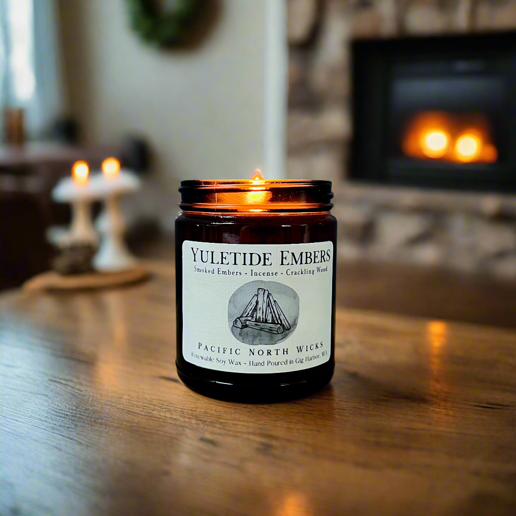 Pacific NW Wicks Yuletide Embers Candle | Fireside Christmas Scent | 8 oz Soy