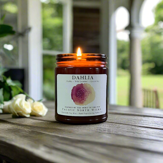 Pacific NW Wicks Dahlia Candle | Lush Floral Scent | Hand Poured Soy Wax