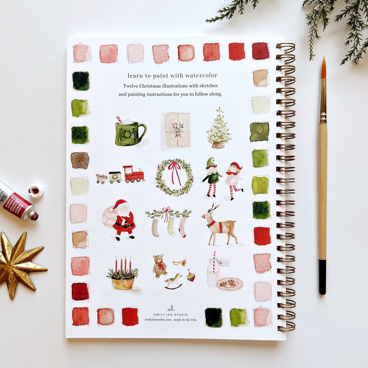 Emily Lux Christmas watercolor workbook