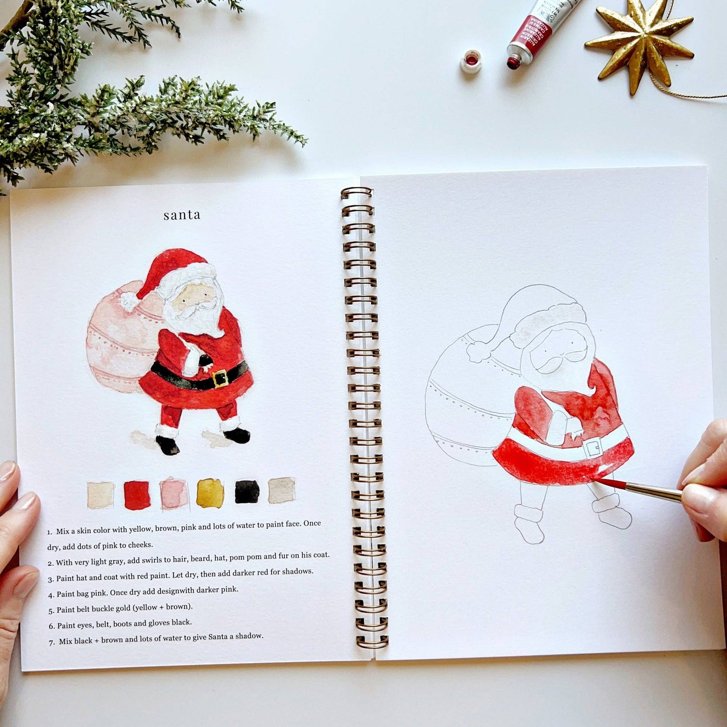 Emily Lux Christmas watercolor workbook