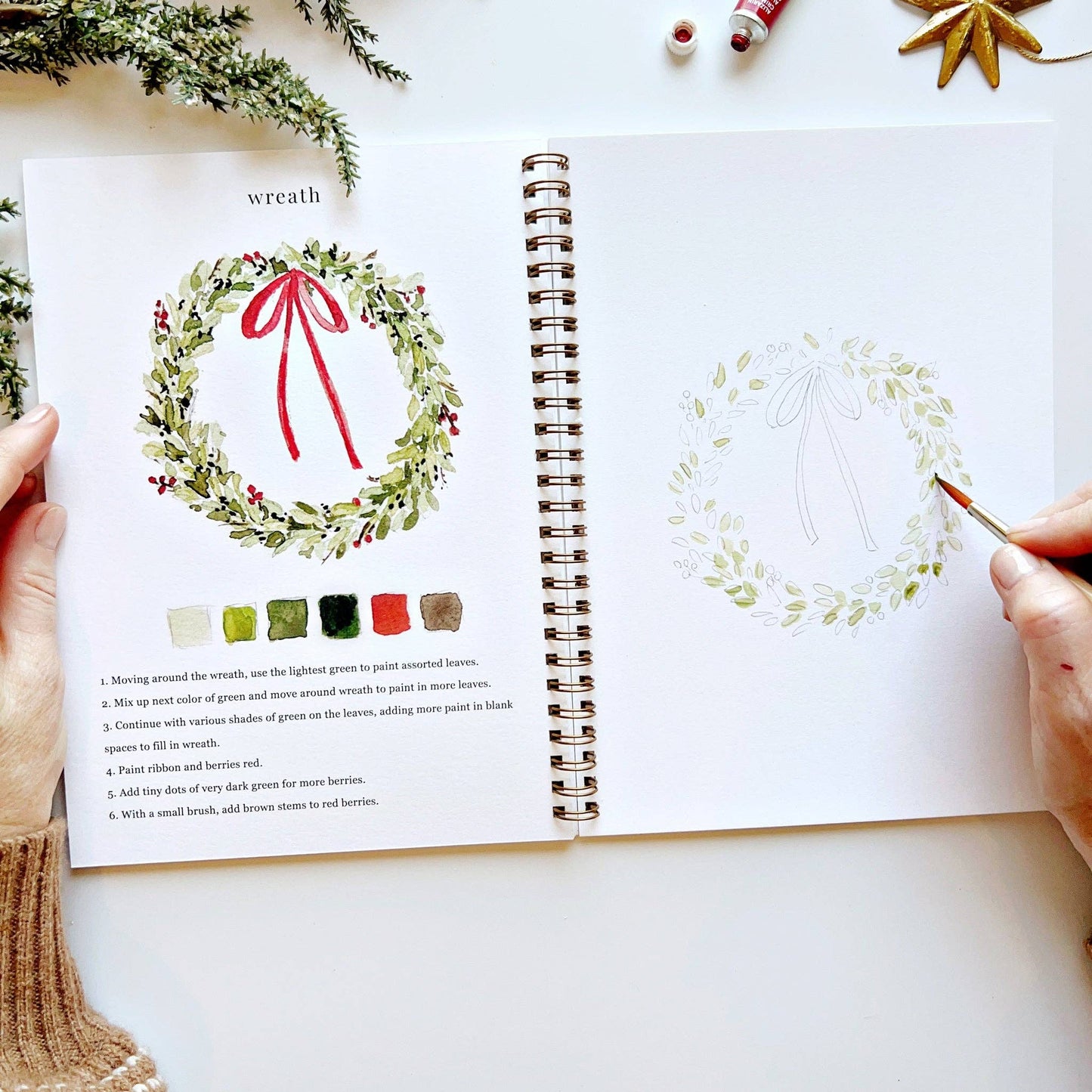 Emily Lux Christmas watercolor workbook