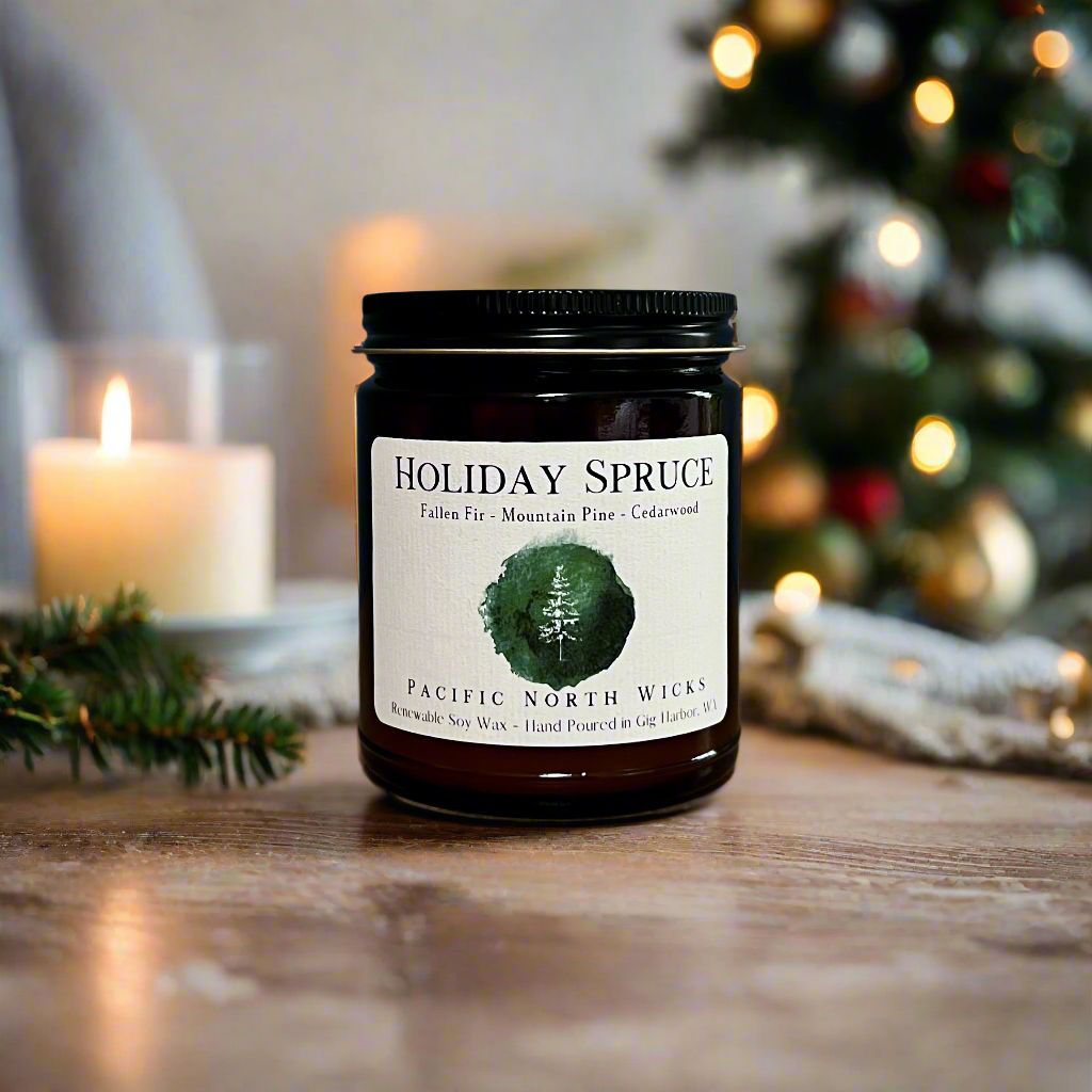 Pacific NW Wicks Holiday Spruce Candle | Evergreen, Pine, Fir Scent | Soy 