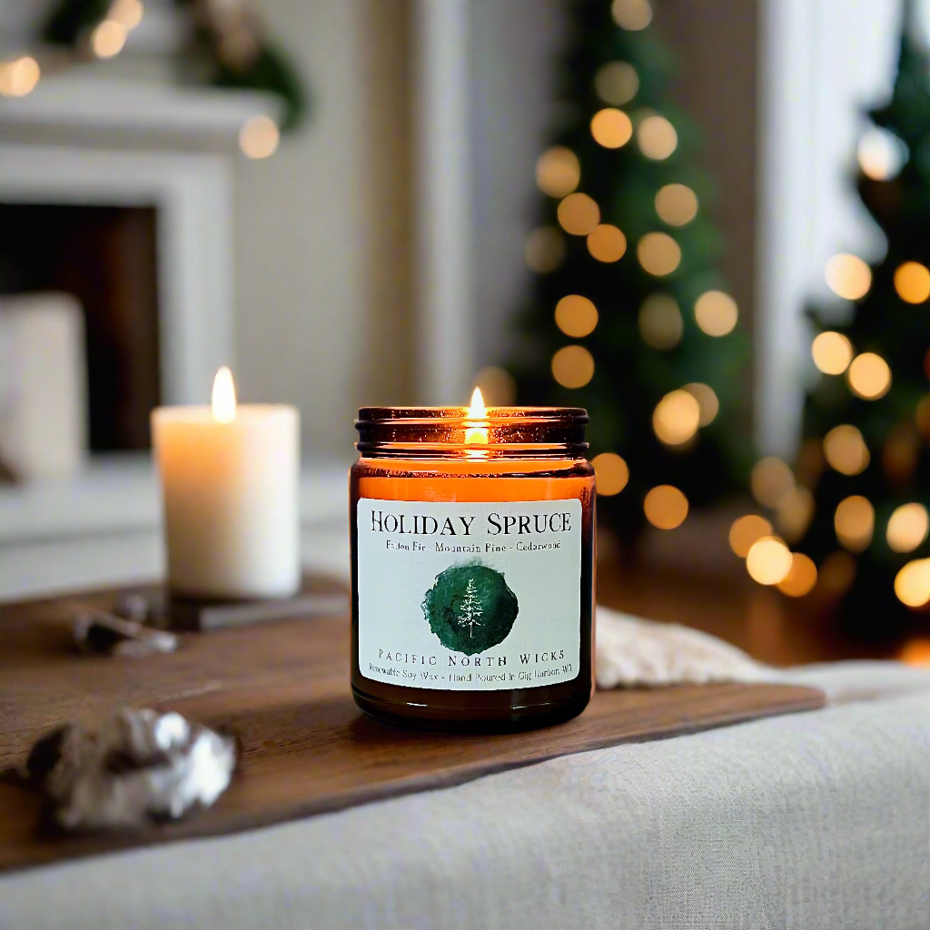 Pacific NW Wicks Holiday Spruce Candle | Evergreen, Pine, Fir Scent | Soy 