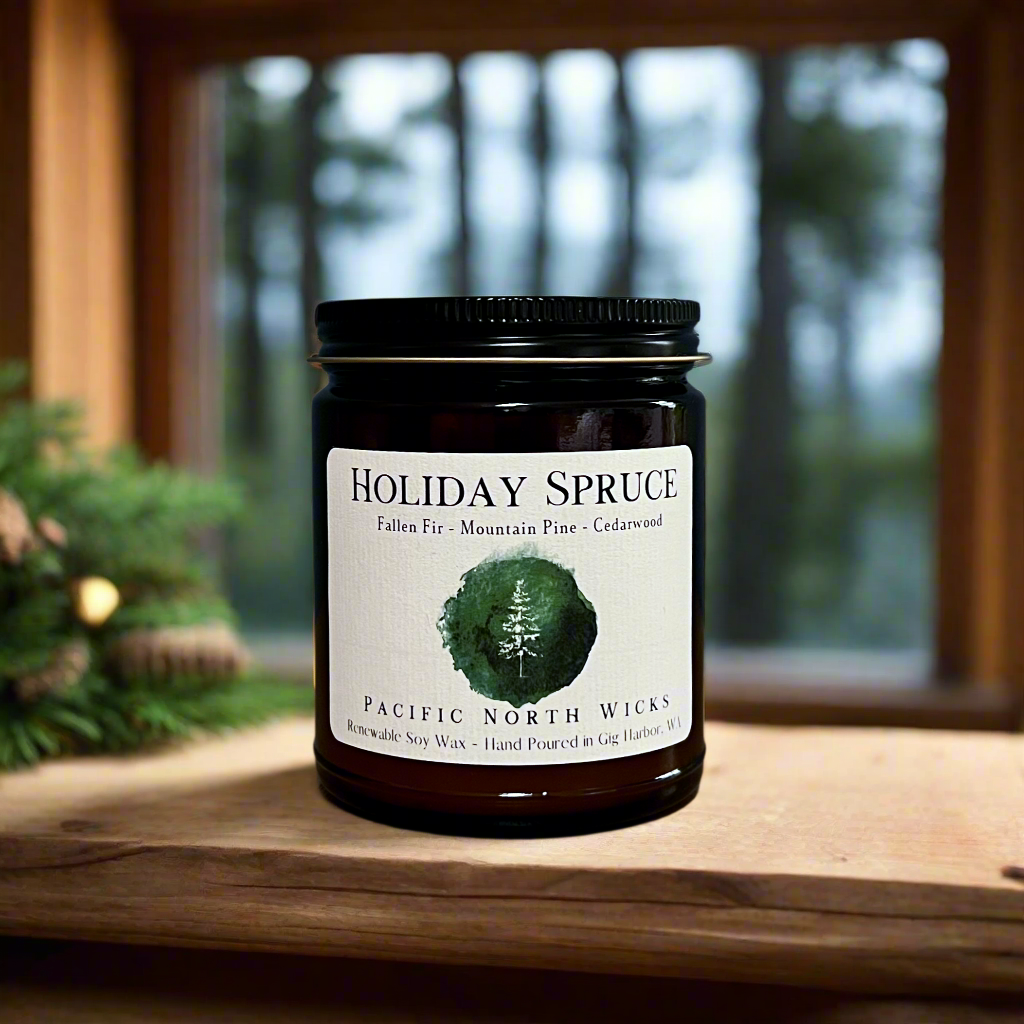 Pacific NW Wicks Holiday Spruce Candle | Evergreen, Pine, Fir Scent | Soy 