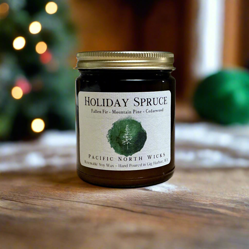 Pacific NW Wicks Holiday Spruce Candle | Evergreen, Pine, Fir Scent | Soy 