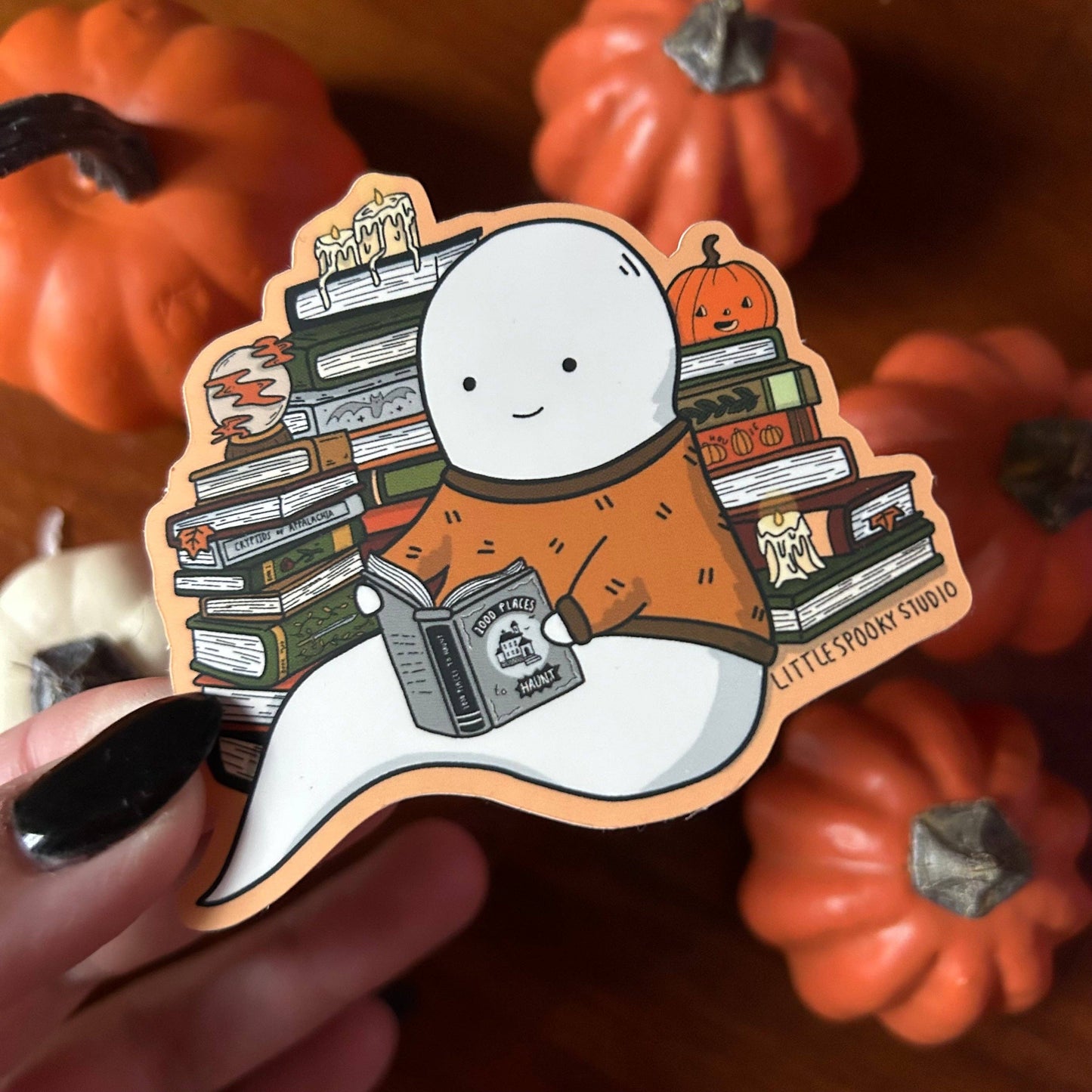 Little Spooky Studio Reading Ghostie Sticker