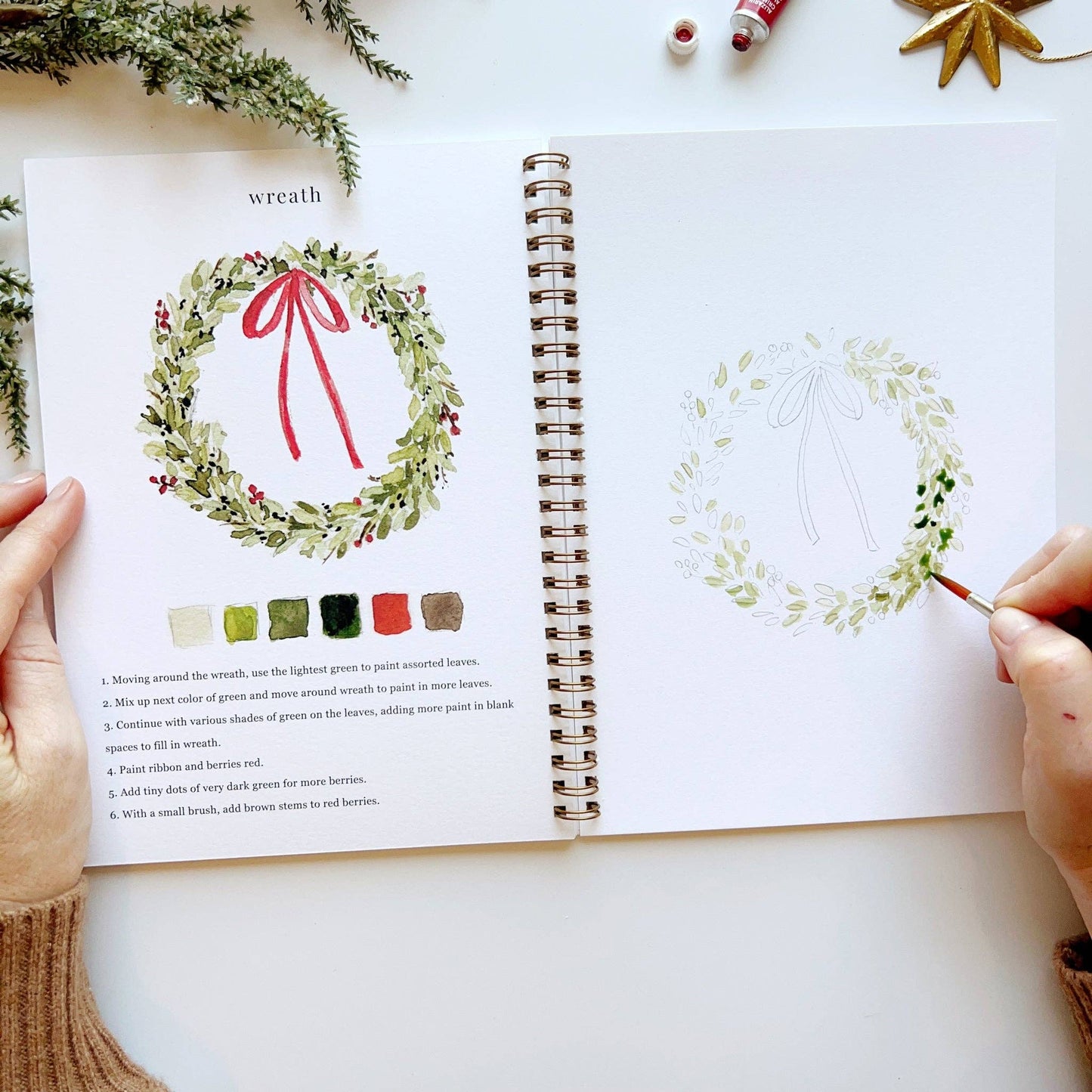 Emily Lux Christmas watercolor workbook