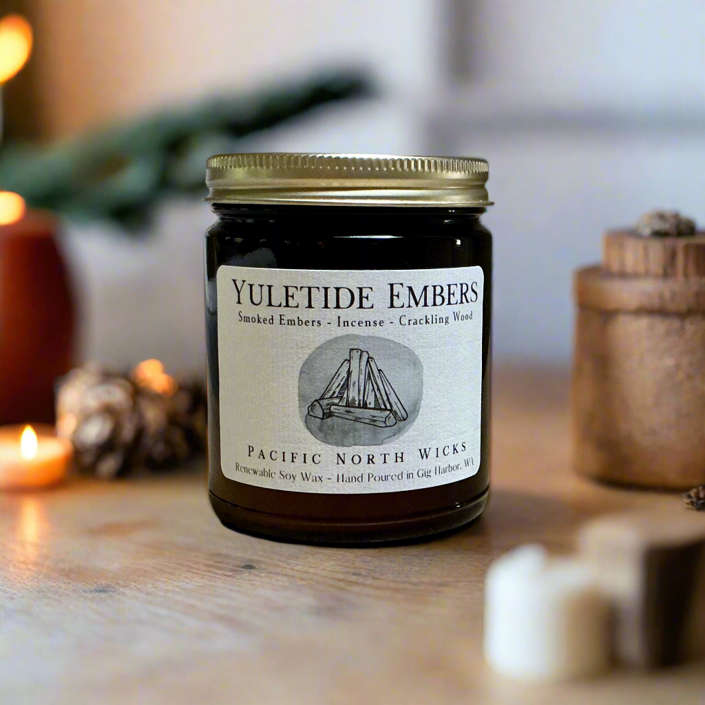 Pacific NW Wicks Yuletide Embers Candle | Fireside Christmas Scent | 8 oz Soy